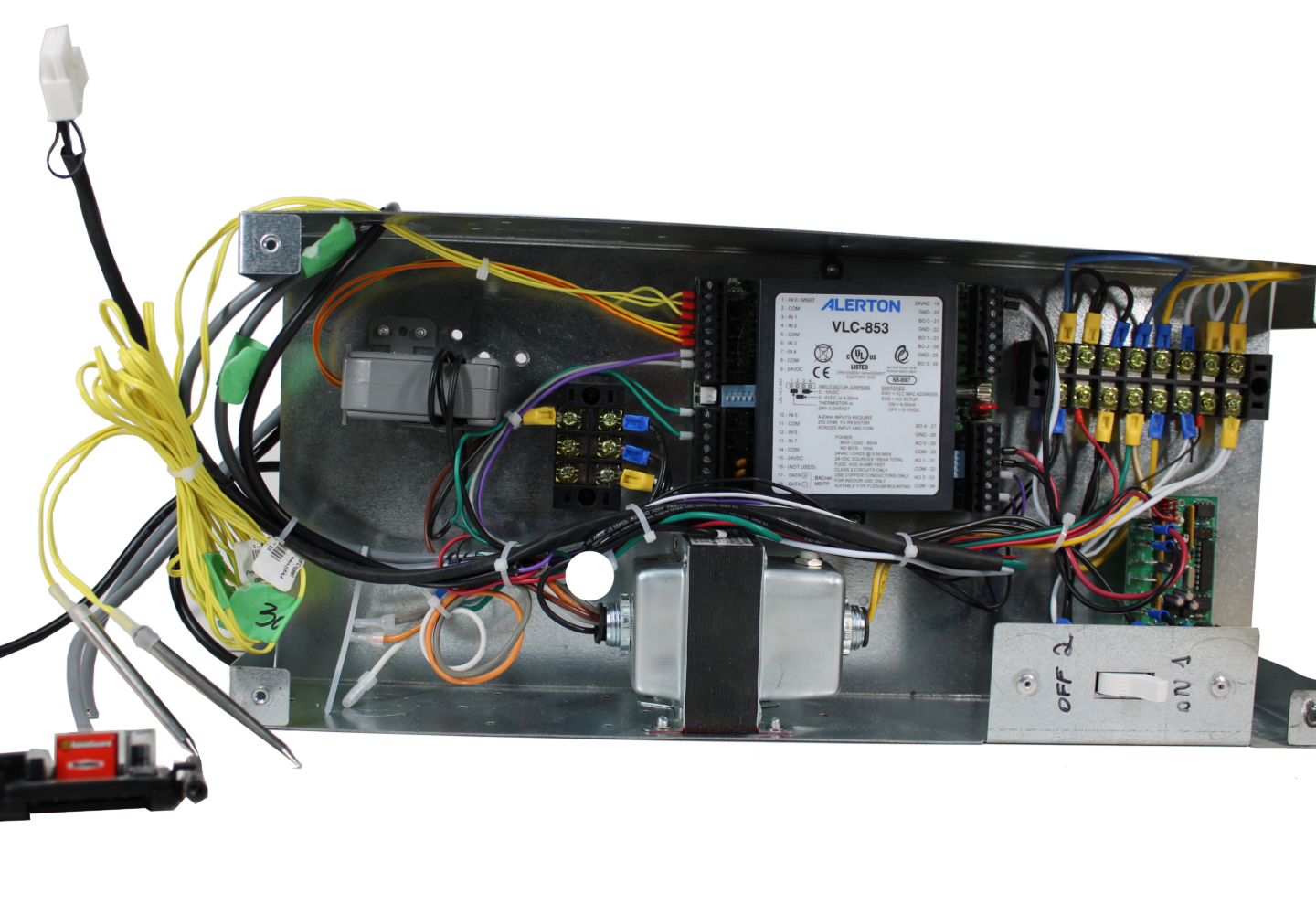 Custom control power boxes with custom cable harness assemblies