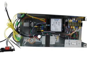 Custom control power boxes with custom cable harness assemblies